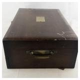 Vintage JENEL Wood Silverware Tarnish Proof Chest with Red Velvet Interior