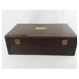 Vintage JENEL Wood Silverware Tarnish Proof Chest with Red Velvet Interior