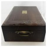 Vintage JENEL Wood Silverware Tarnish Proof Chest with Red Velvet Interior