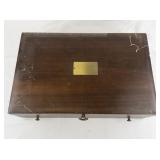 Vintage JENEL Wood Silverware Tarnish Proof Chest with Red Velvet Interior