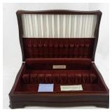 Vintage Community Wood Silverware Chest with Red Velvet Interior