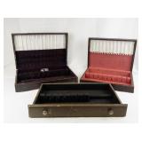 Group of 3 Vintage Wood Silverware Chests & Drawer