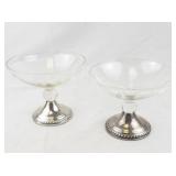 Two Duchin Creation Weighted Sterling Silver Etched Glass Bowl