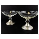 Two Duchin Creation Weighted Sterling Silver Etched Glass Bowl