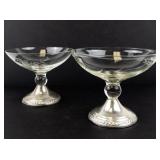 Two Duchin Creation Weighted Sterling Silver Etched Glass Bowl