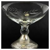 Two Duchin Creation Weighted Sterling Silver Etched Glass Bowl