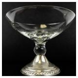 Two Duchin Creation Weighted Sterling Silver Etched Glass Bowl
