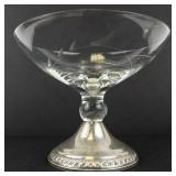Two Duchin Creation Weighted Sterling Silver Etched Glass Bowl