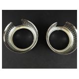 Set of 2 Vintage Italian Silver Plated Footed Holder & Crystal Set of 6 Coasters