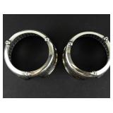 Set of 2 Vintage Italian Silver Plated Footed Holder & Crystal Set of 6 Coasters