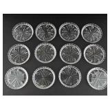 Set of 2 Vintage Italian Silver Plated Footed Holder & Crystal Set of 6 Coasters