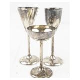 Set of 3 Silver Plated Brass Goblets