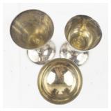 Set of 3 Silver Plated Brass Goblets