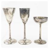 Set of 3 Silver Plated Brass Goblets