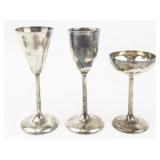 Set of 3 Silver Plated Brass Goblets