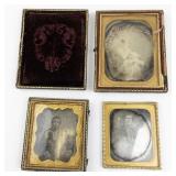 Group of 3 Antique Daguerreotype Portraits & Frames