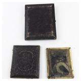 Group of 3 Antique Daguerreotype Portraits & Frames