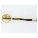 Vintage Gold Tone Etched Pin with Dangling Pull Chain Pencil