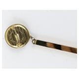 Vintage Gold Tone Etched Pin with Dangling Pull Chain Pencil