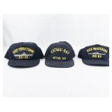 Group of 3 Military Baseball Caps - USS Missouri, USS Yorktown, & Katmai Bay