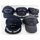 Group of 5 U.S. Coast Guard Auxiliary Navy Baseball Caps