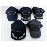 Group of 5 U.S. Coast Guard Auxiliary Navy Baseball Caps