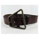 Vintage Brown Leather Belt with MASSIVE BUCKLE
