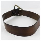 Vintage Brown Leather Belt with MASSIVE BUCKLE