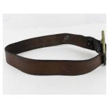 Vintage Brown Leather Belt with MASSIVE BUCKLE