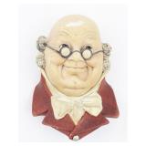 1963 BLOSSONS "Mr. Pickwick" Chalkware Head Wall Hanging -Congleton England