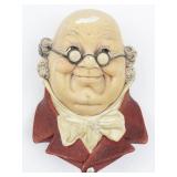 1963 BLOSSONS "Mr. Pickwick" Chalkware Head Wall Hanging -Congleton England