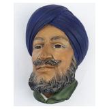 1966 BLOSSONS "SIKH" Chalkware Head Wall Hanging -Congleton England