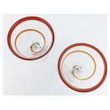 Pair of Oversized Red Swirl Martini Glasses