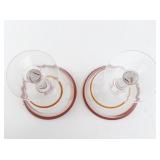 Pair of Oversized Red Swirl Martini Glasses