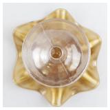 4" Carnival Glass Imperial Marigold Stemmed Pedestal Compote Dish with Leaf Design