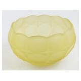 5 1/2"Vintage Frosted Satin Yellow Glass Scalloped Edge Bowl/Candy Dish