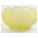 5 1/2"Vintage Frosted Satin Yellow Glass Scalloped Edge Bowl/Candy Dish