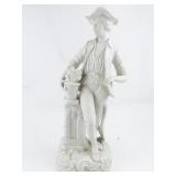15 1/2" English Parian Porcelain Figure with Potted Plant