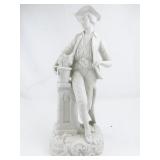 15 1/2" English Parian Porcelain Figure with Potted Plant