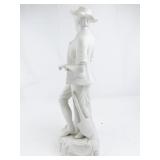 15 1/2" English Parian Porcelain Figure with Potted Plant