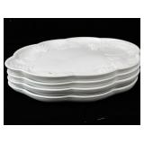 Westmoreland Milk Glass Snack Plates & Cups -Grape Vine Pattern 4 Place Set -Total 8 Pieces