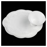 Westmoreland Milk Glass Snack Plates & Cups -Grape Vine Pattern 4 Place Set -Total 8 Pieces