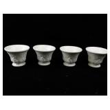 Westmoreland Milk Glass Snack Plates & Cups -Grape Vine Pattern 4 Place Set -Total 8 Pieces