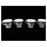 Westmoreland Milk Glass Snack Plates & Cups -Grape Vine Pattern 4 Place Set -Total 8 Pieces