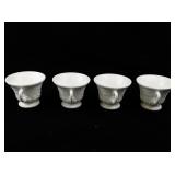 Westmoreland Milk Glass Snack Plates & Cups -Grape Vine Pattern 4 Place Set -Total 8 Pieces