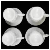 Westmoreland Milk Glass Snack Plates & Cups -Grape Vine Pattern 4 Place Set -Total 8 Pieces