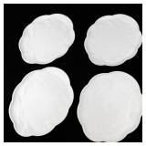 Westmoreland Milk Glass Snack Plates & Cups -Grape Vine Pattern 4 Place Set -Total 8 Pieces