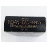 Vintage Avon Indian Head One Cent Bottle Excalibur After Shave In Original Packaging -Empty