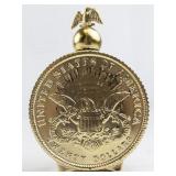 Vintage Avon 1866 Twenty Dollar Gold Piece Windjammer After Shave Decanter with Original Packaging.