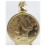 Vintage Avon 1866 Twenty Dollar Gold Piece Windjammer After Shave Decanter with Original Packaging.